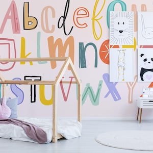 Kids Alphabet Wall Mural – Colorful Removable Wallpaper (peel & Stick ...