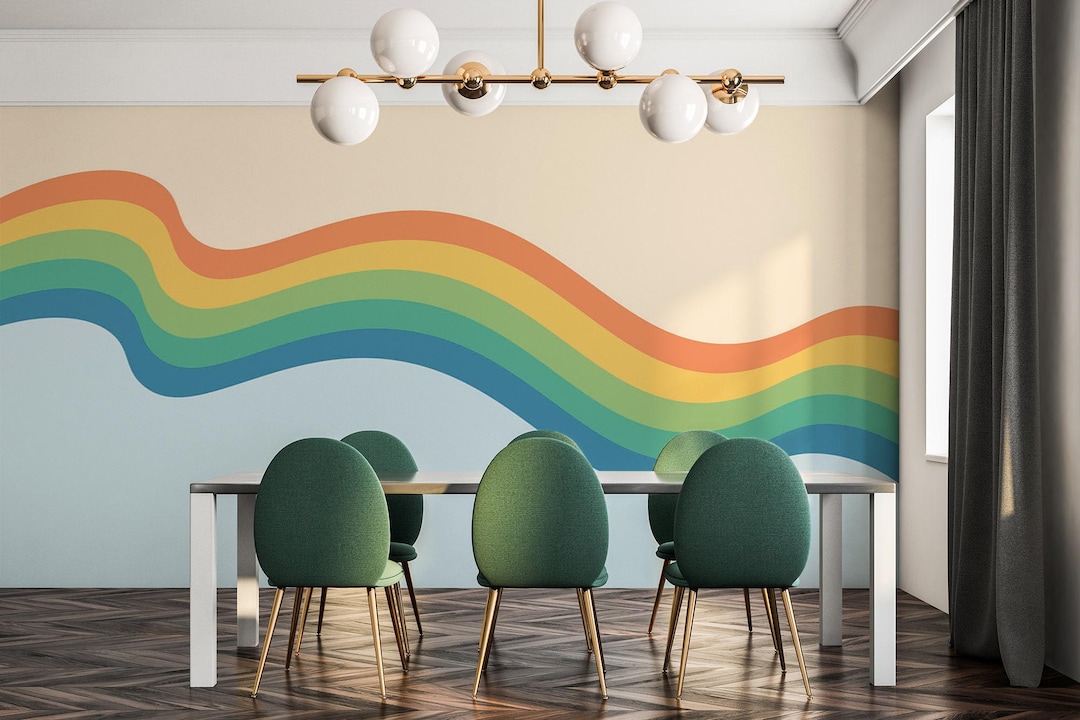 Retro Wave Peel and Stick Wall Mural – Colorful Removable Wallpaper - Etsy