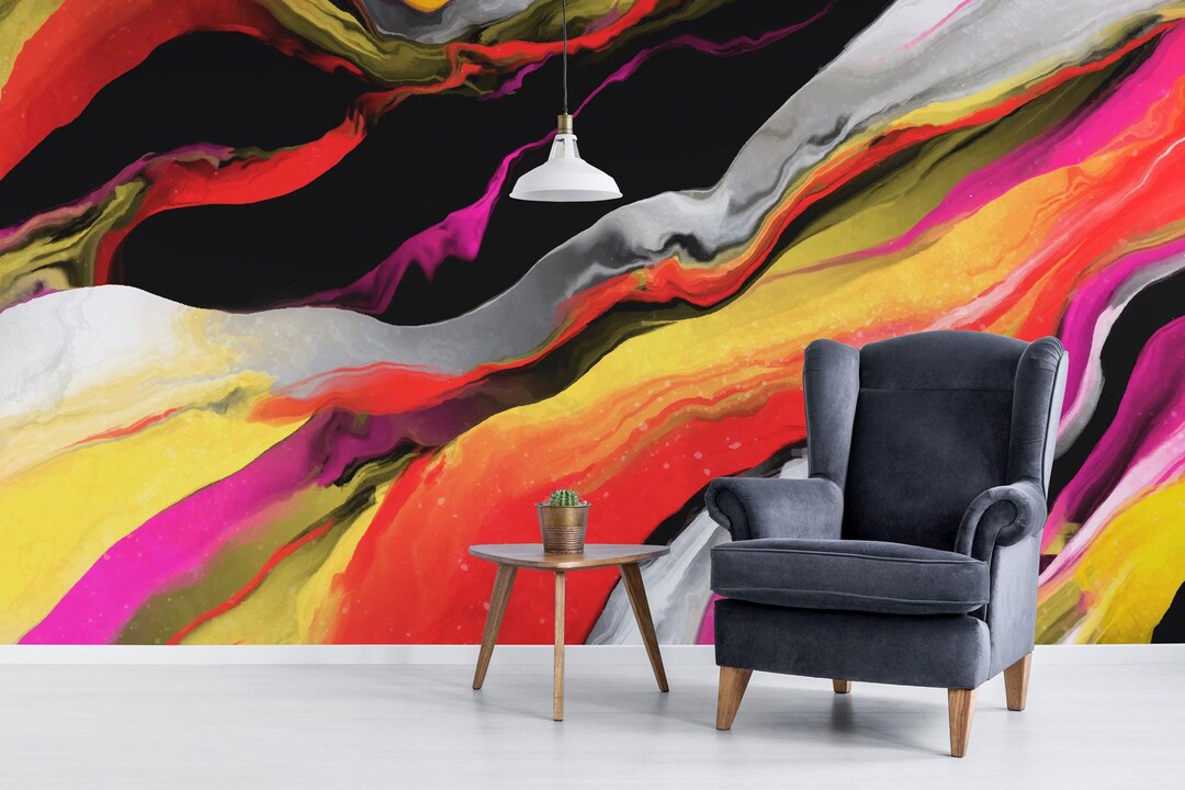 Abstract Colorful Mural – Peel and Stick Vinyl Wallpaper - Etsy