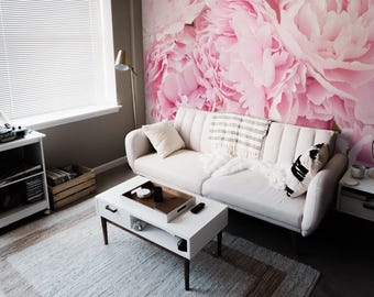 Pink Peony Floral Mural – Removable Peel and Stick Wallpaper
