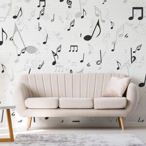 Musical Note Mural Music Notes Mural – Peel and Stick Wallpaper, Removable Print - Etsy