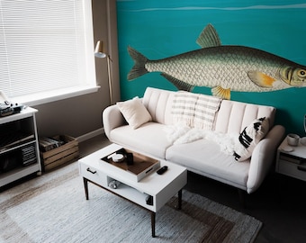 Fish Wall Mural – Peel and Stick Ocean Wallpaper, Coastal Decor