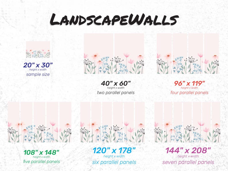 Large Floral Wall Mural – Pastel Flowers, Peel and Stick or Non-Pasted image 4