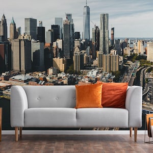 New York skyline removable vinyl mural / Peel and stick New York pattern wallpaper / New York mural print - Peel & Stick or Non-Pasted