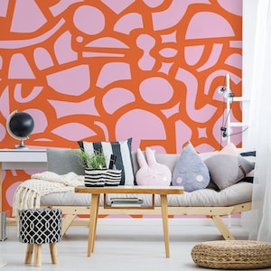 Abstract removable vinyl mural / Peel and stick Colorful pattern wallpaper - Peel & Stick or Non-pasted / Colorful mural print