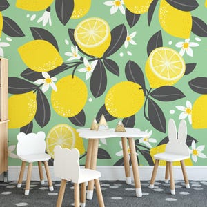 Abnehmbares Vinylwandbild mit Zitrone / Schälen und Aufkleben Obstmuster Tapete / Obstwandbild - Schälen und Aufkleben oder nicht geklebt
