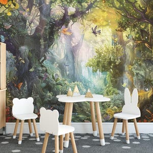 Carta da parati Mystical Forest / Carta da parati murale Peel & Stick Enchanted Fairyland / Stampa Fantasy Woodland - Rimovibile, autoadesiva o non incollata