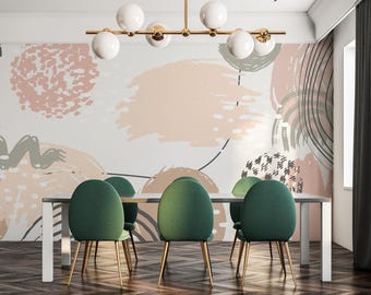 Abstract Brushstroke Mural – Removable Pastel Wall Art