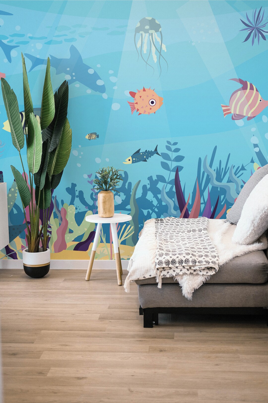 Nautical Removable Vinyl Mural / Peel and Stick Underwater Etsy