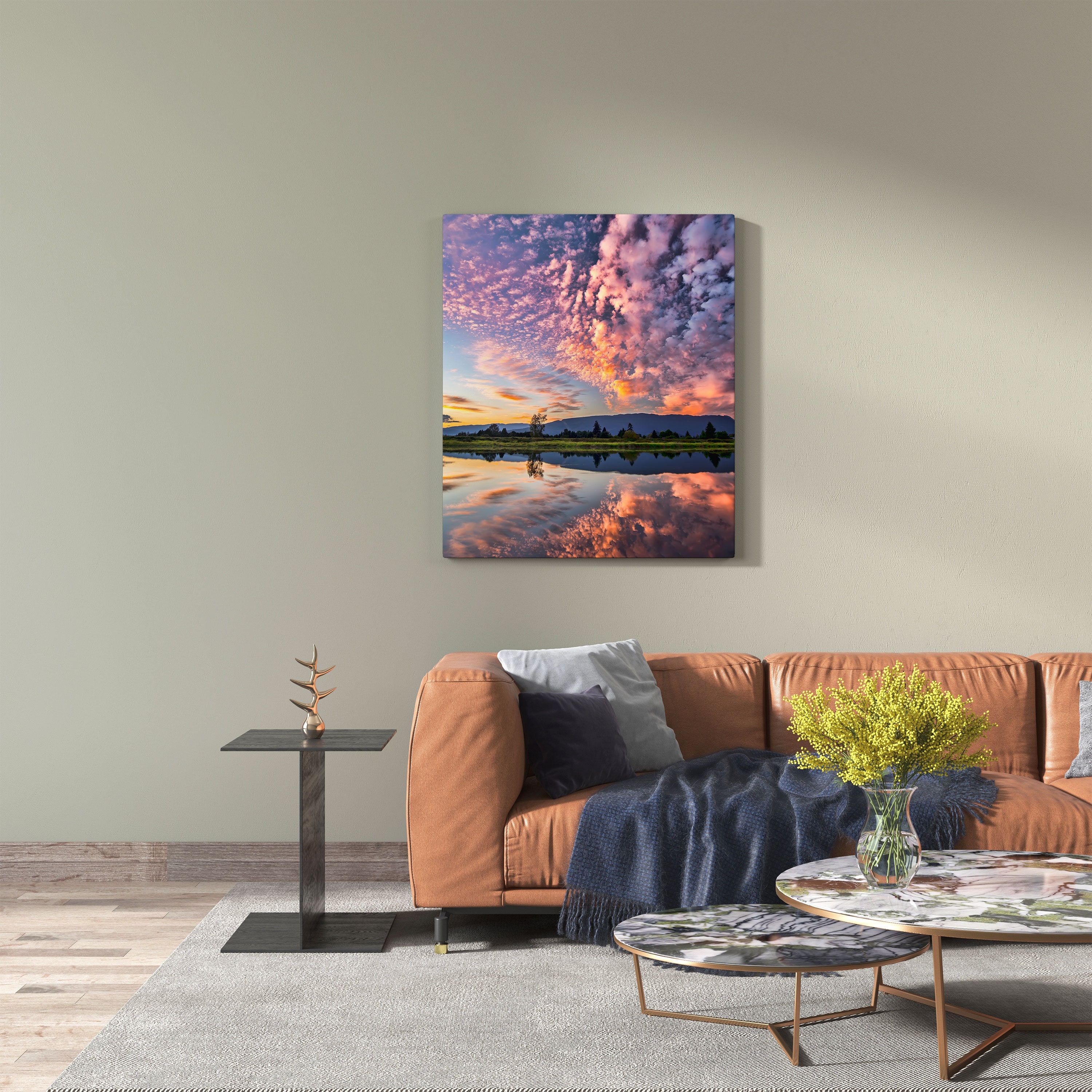 Sunset Lake Canvas Print: Reflective Landscape Wall Art - Etsy