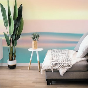 Sunset removable vinyl mural / Peel and stick Sea pattern wallpaper - Peel & Stick or Non-pasted / Sea mural print