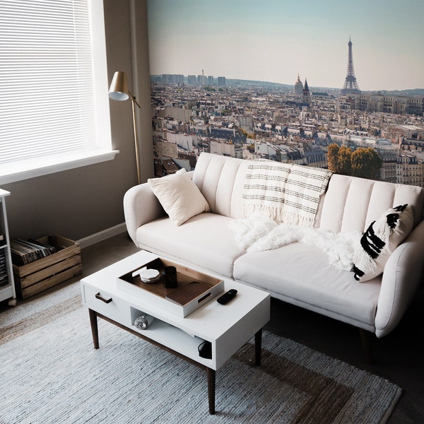 Paris removable vinyl mural / Peel and stick city wallpaper / Paris photo mural