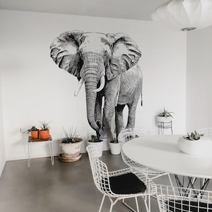 Entfernbares Elefant-Vinyl Wandbild / Schälen und Aufkleben Tiermuster-Tapete - Schälen und Aufkleben oder nicht geklebt / Tier Wandbild Tapete