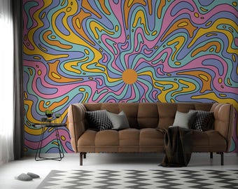 Groovy Removable Vinyl Mural Peel and Stick Psychedelic Pattern