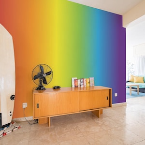 Murale in vinile rimovibile con gradiente / Carta da parati stacca e incolla con motivo arcobaleno - Stampa murale stacca e incolla o non incollata / Arcobaleno