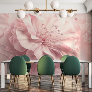 3D Floral removable vinyl mural / Peel and stick Pink pattern wallpaper / Pink mural print - Peel & Stick or Non-Pasted