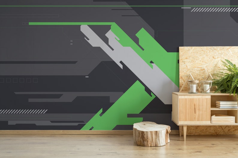 Gaming Removable Vinyl Mural / Peel and Stick Cyber Wallpaper Etsy