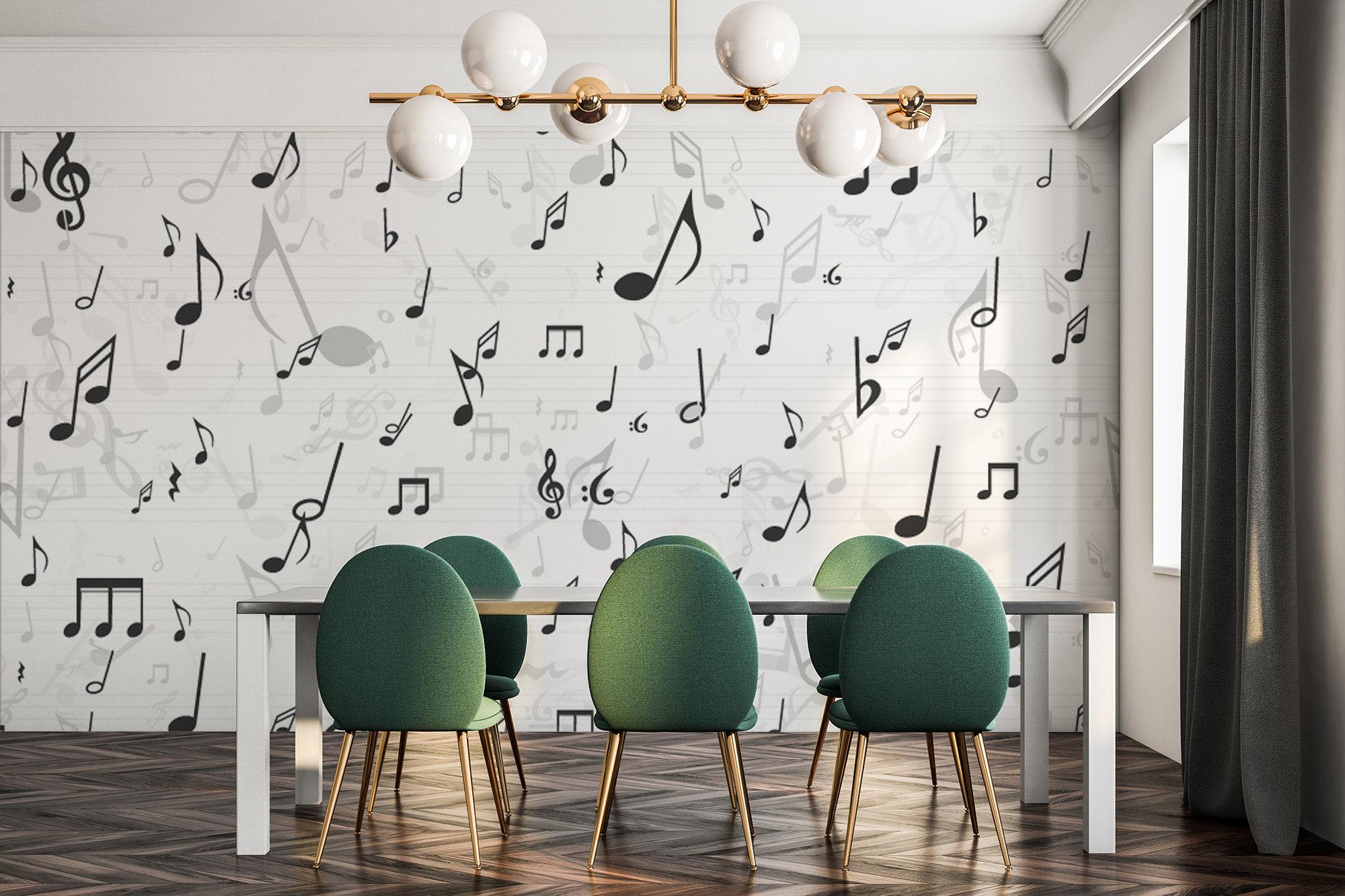 Musical Note Mural Music Notes Mural – Peel and Stick Wallpaper, Removable Print - Etsy