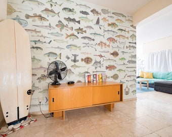 Fish Pattern Removable Wallpaper Mural – Peel and Stick