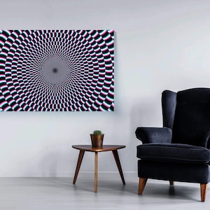 Hypnotic Spiral Vortex Print / Trippy Optical Illusion Print / Psychedelic Stripe Spiral Canvas Wall Art