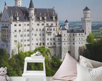 Muurschildering kasteel Neuschwanstein – Peel and Stick-behang