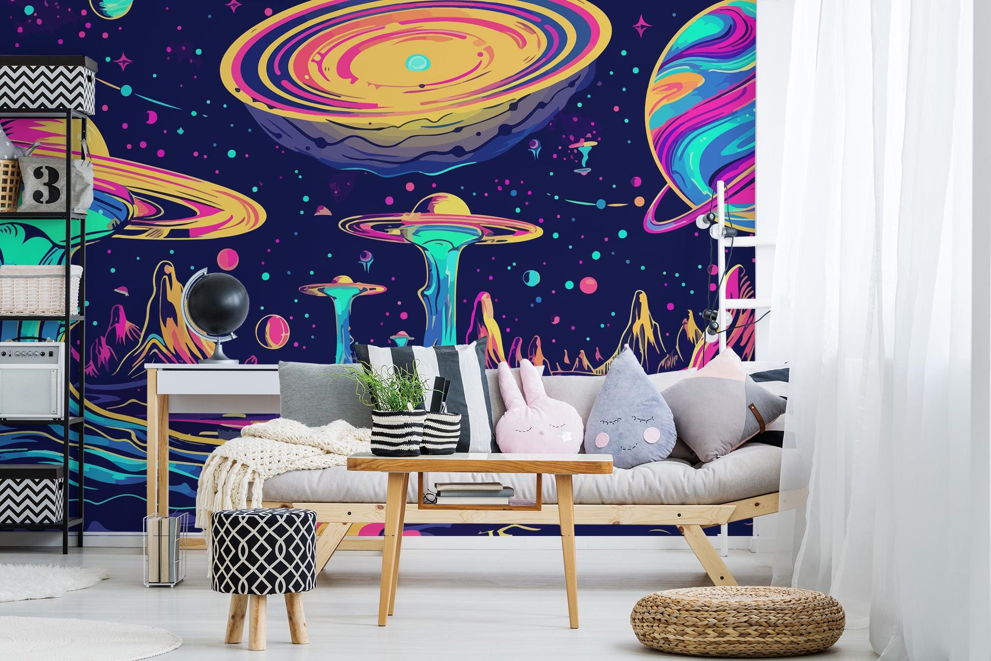 Neon Surreal Space Wallpaper / Psychedelic Galaxy Wall Mural / Colorful  Mural Print – Removable Self-adhesive or Non-pasted - Etsy, image size:2000x1333