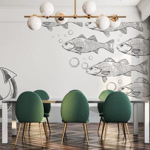 Vismuurschildering – Peel-and-Stick nautisch behang, oceaanthema afbeelding 2
