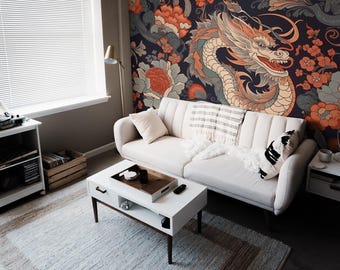 Dragon Mural – Japanese Pattern Removable Wallpaper, Peel & Stick