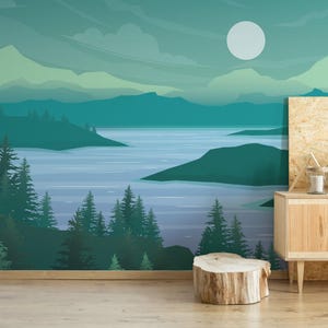 Mountain River Mural – Peel and Stick Wallpaper - Etsy