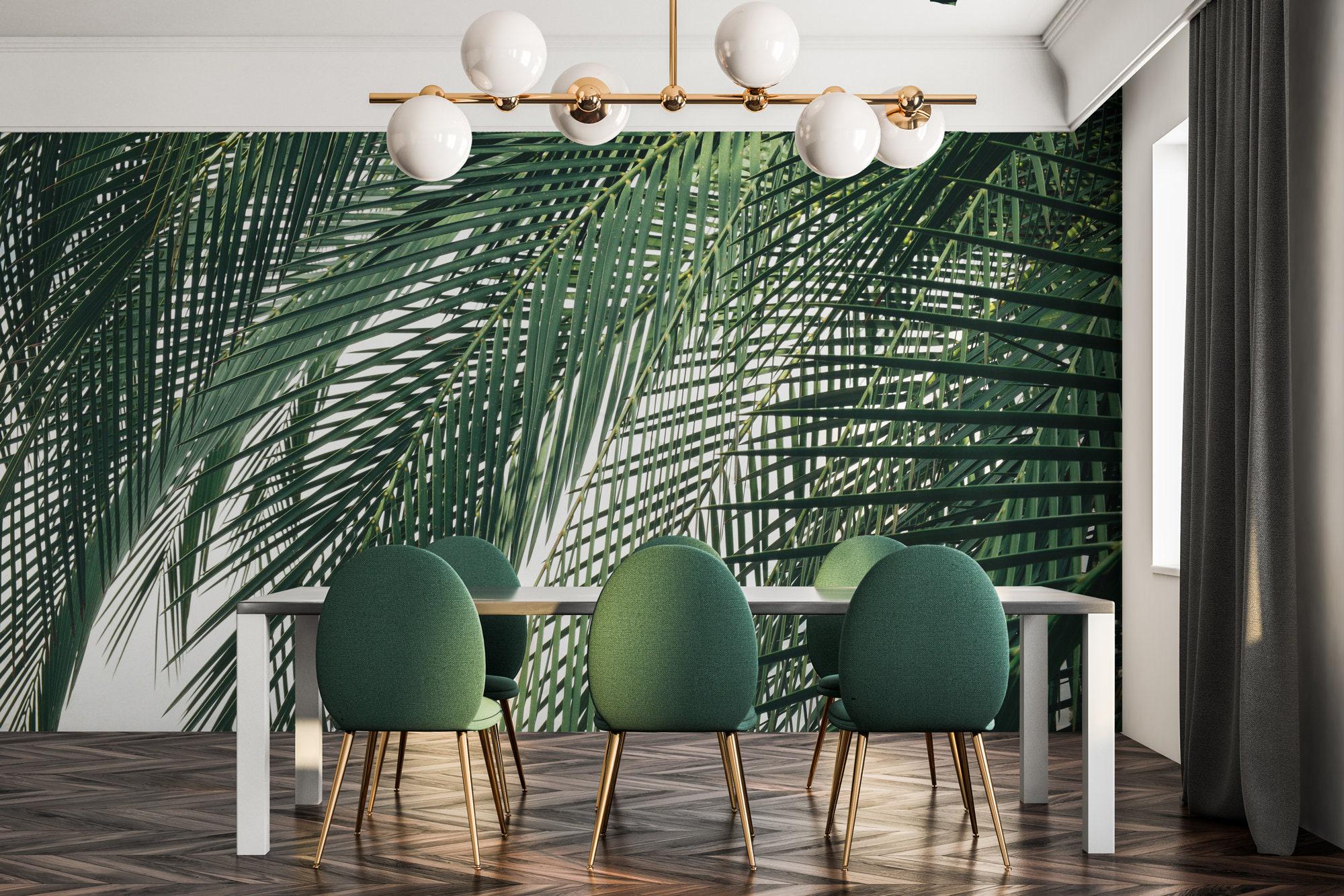 Tropical Palm Leaves Mural – Removable Vinyl Wallpaper, Peel & Stick - Etsy