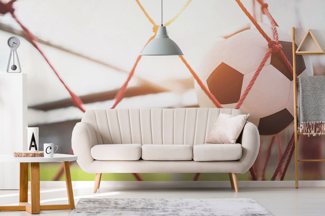 Football Ball Vinyl Mural / Peel and Stick Football Wallpaper / Ball