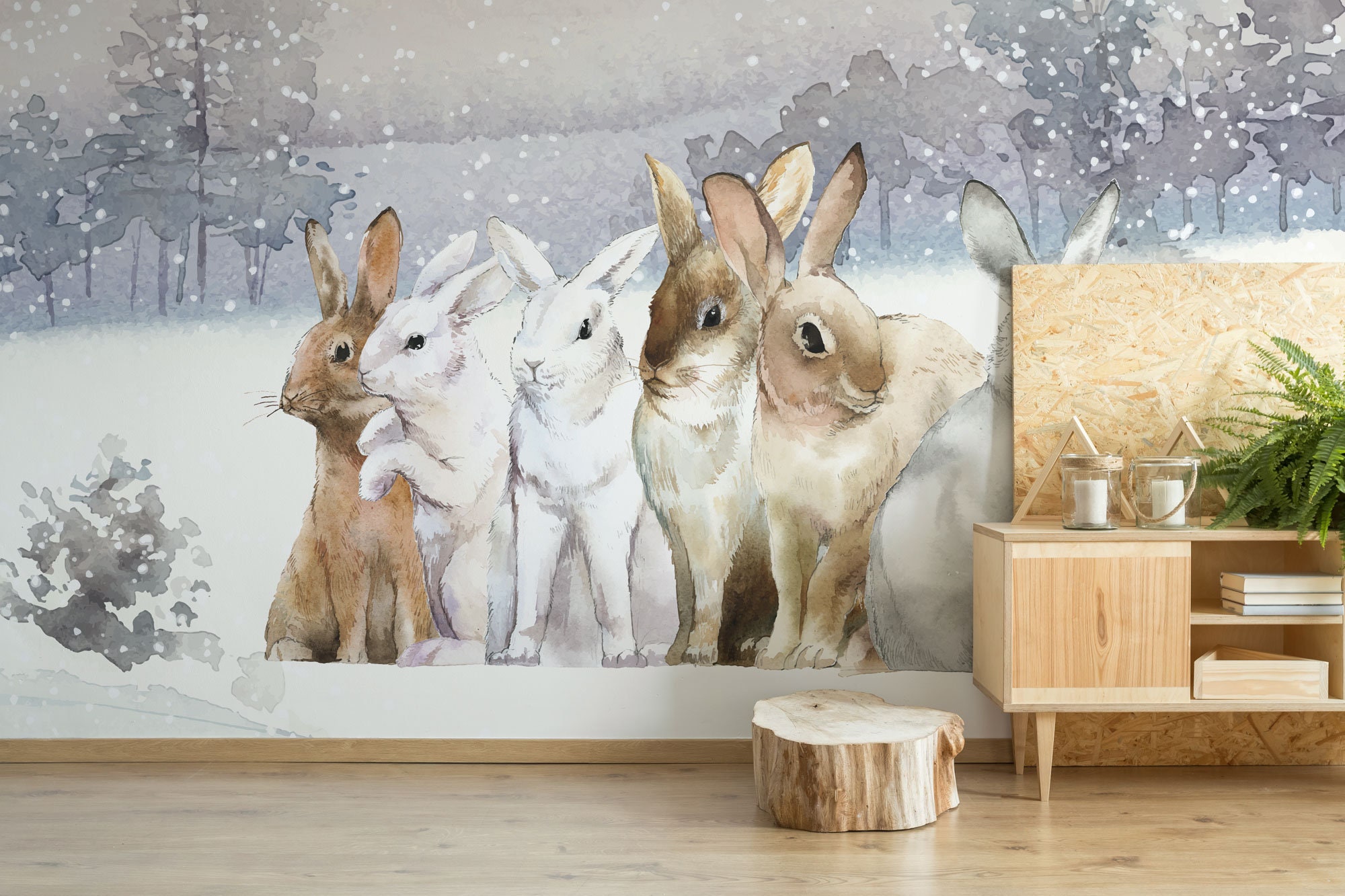 Hare Removable Vinyl Mural / Peel and Stick Rabbits Wallpaper - Etsy