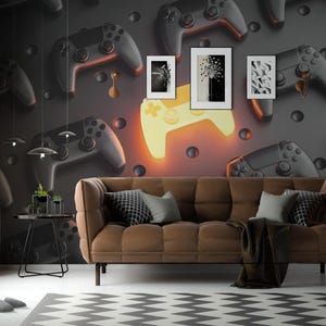 Game Controller Entfernbares Vinylwandbild / Schälen und Aufkleben von Spielekunst-Mustertapete / Spielekunstwandbilddruck - Schälen und Aufkleben oder nicht geklebt