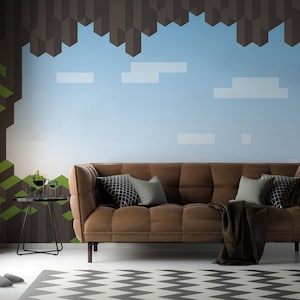 Murale in vinile con videogiochi pixel art / Carta da parati con motivo a videogiochi stacca e attacca / Stampa murale con videogiochi retrò - Stacca e attacca o non incolla