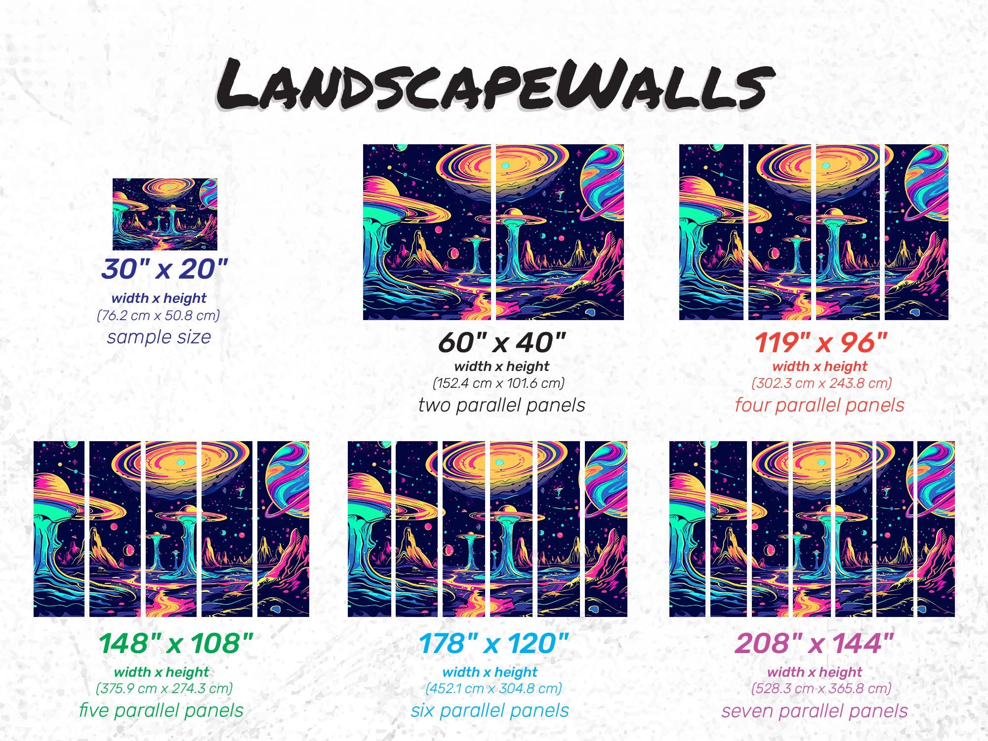 Neon Surreal Space Wallpaper / Psychedelic Galaxy Wall Mural / Colorful  Mural Print – Removable Self-adhesive or Non-pasted - Etsy, image size:2000x1500