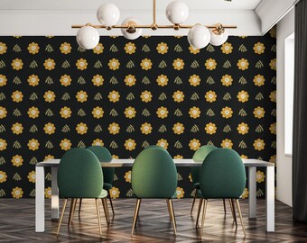 Floral Skull Wallpaper Mural – Peel and Stick Halloween Pattern
