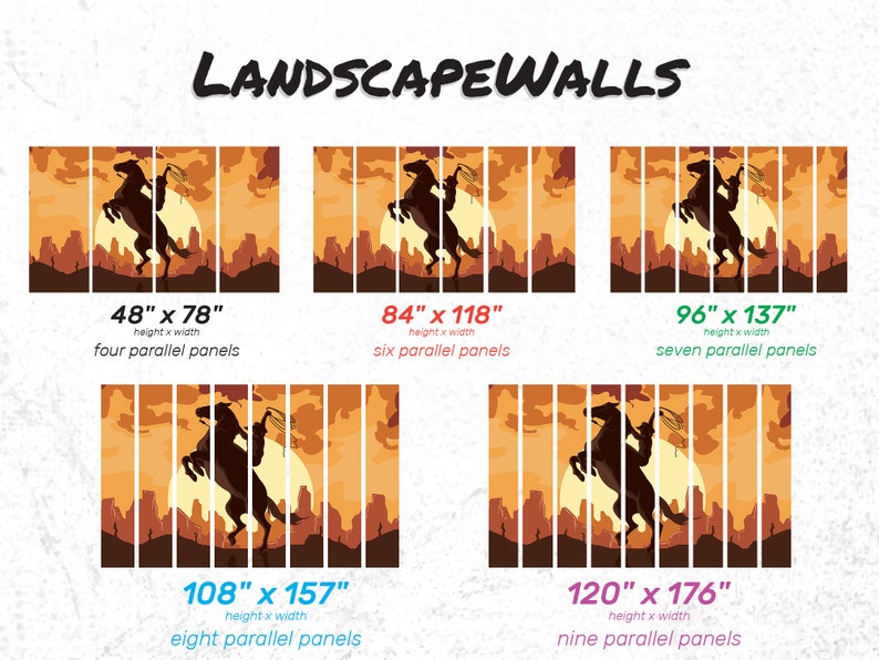 Cowboy Removable Vinyl Mural / Peel and Stick Western Etsy