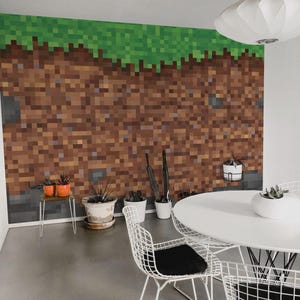 Carta da parati murale in vinile rimovibile con motivo Pixel Art di videogiochi / Carta da parati con motivo Pixelart staccabile e attaccabile - Staccabile e attaccabile o non incollabile / Stampa murale con motivo Pixel Art