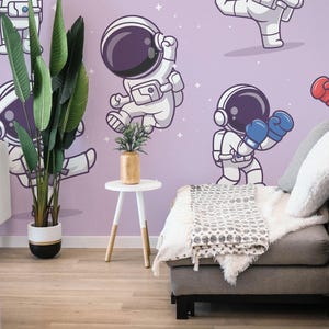 Murale in vinile rimovibile dell'astronauta / Carta da parati stacca e incolla con motivo di boxe / Stampa murale sulla boxe - Stacca e incolla o non incollato