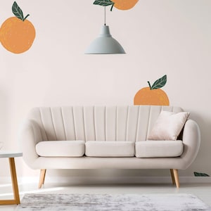 Mural de vinilo removible de cítricos / Pelar y pegar Papel pintado con patrón naranja / Impresión mural naranja - Peel & Stick o Sin pegar