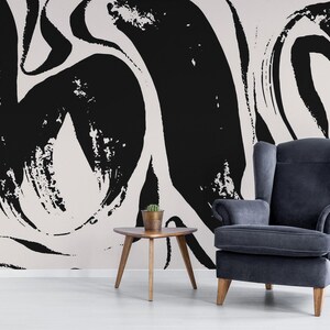Abstract removable vinyl mural / Peel and stick Brush Stroke pattern wallpaper / Brush Stroke mural print - Peel & Stick or Non-Pasted