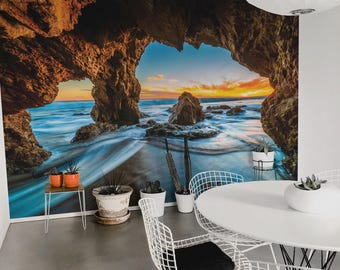 Cave Beach Sunset Mural – Peel and Stick Wallpaper