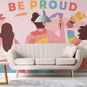 Murale in vinile rimovibile "Be pride" in vinile / Carta da parati con motivo Peel and Stick Lgbt / Stampa murale Lgbt - Peel & Stick o Non incollato