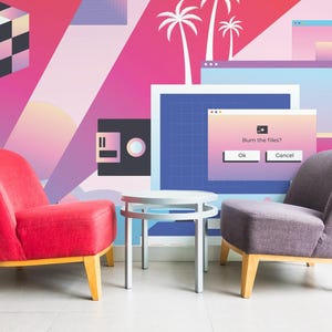 Funky Gaming removable vinyl mural / Peel and stick Game pattern wallpaper - Peel & Stick or Non-pasted / Game mural print