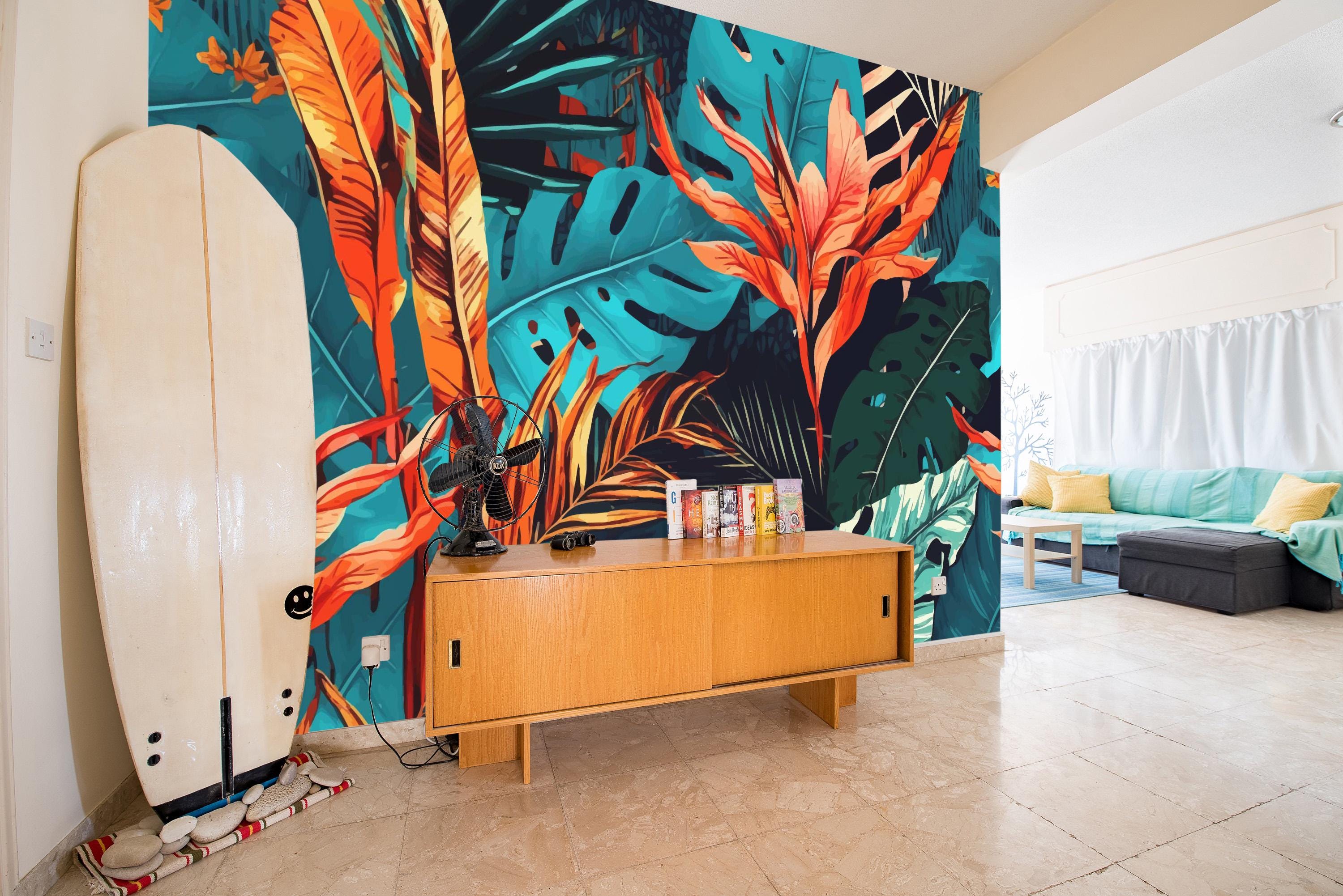Tropical Plant Mural – Removable Peel and Stick Wallpaper - Etsy