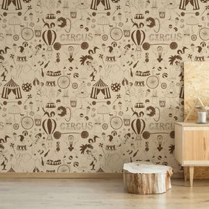 Circus removable vinyl mural / Peel and stick Vintage Art pattern wallpaper - Peel & Stick or Non-pasted / Vintage Art mural print