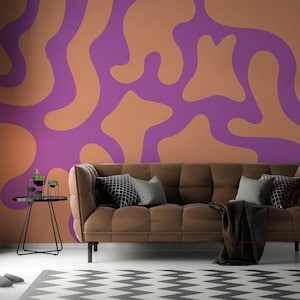 Funky removable vinyl mural / Peel and stick Colorful pattern wallpaper / Colorful mural print - Peel & Stick or Non-Pasted