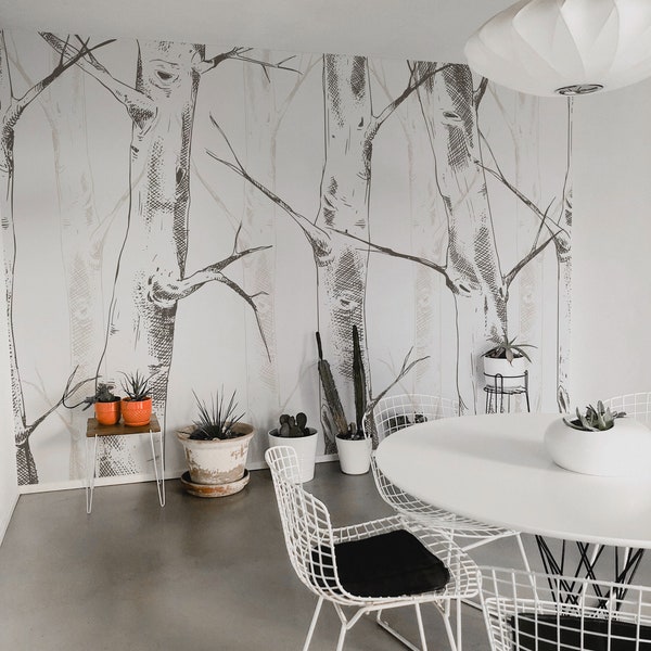 Birch Tree Wallpaper Etsy