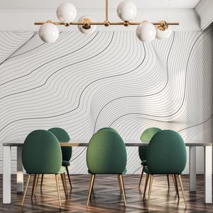 Abstraktes Konturlinie entfernbares Vinyl Wandbild / Schälen und Kleben Linien Muster Tapete - Schälen und Kleben oder nicht eingefügt / Linien Wandbilddruck