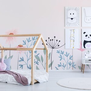 Large Floral Wall Mural – Pastel Flowers, Peel and Stick or Non-Pasted image 3